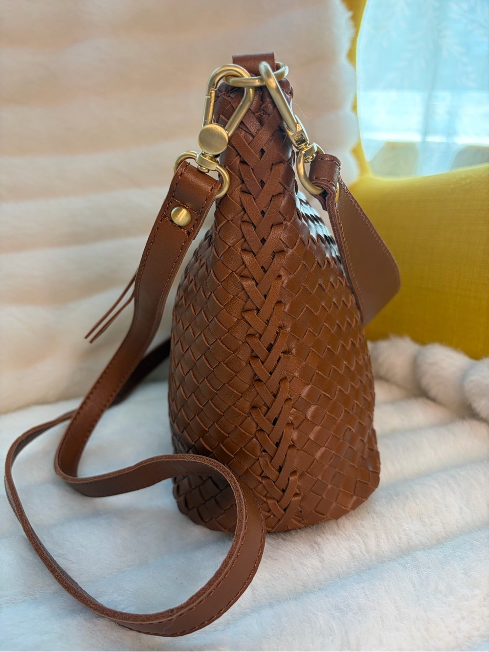 The Sak Juniorr Woven Leather Hobo Bag in Cognac - Picture 11 of 11